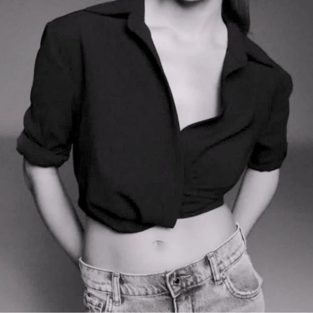 NWT ZARA PLEATED CROP TOP, Black, Size XXL - Picture 4 of 16